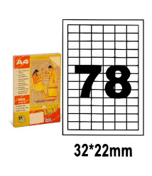 Etichete autoadezive A4, 100 foi, 78 buc, 32*22 mm